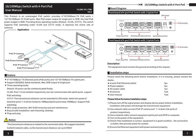 View Tech 4-port PoE Switch with 1 Uplink Port user manual
