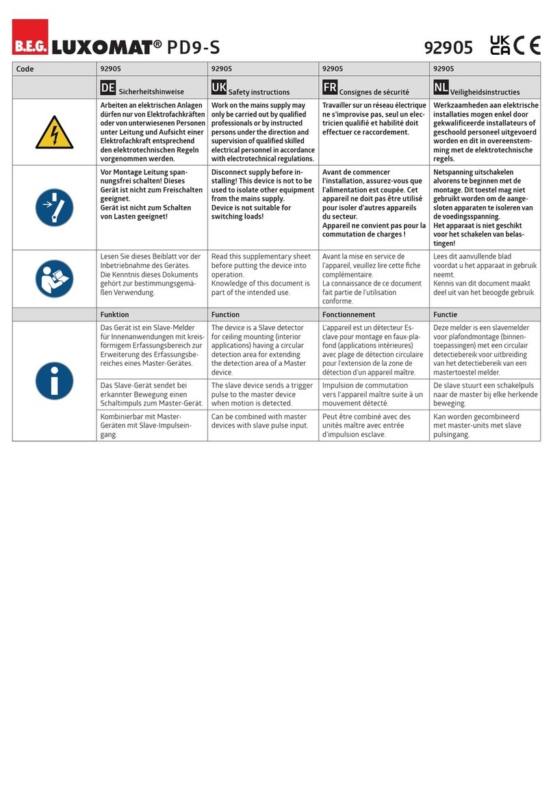 B.E.G. LUXOMAT PD9-S User manual