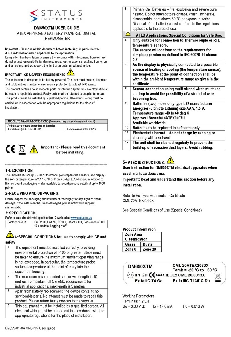 Status Instruments DM650XTM User manual