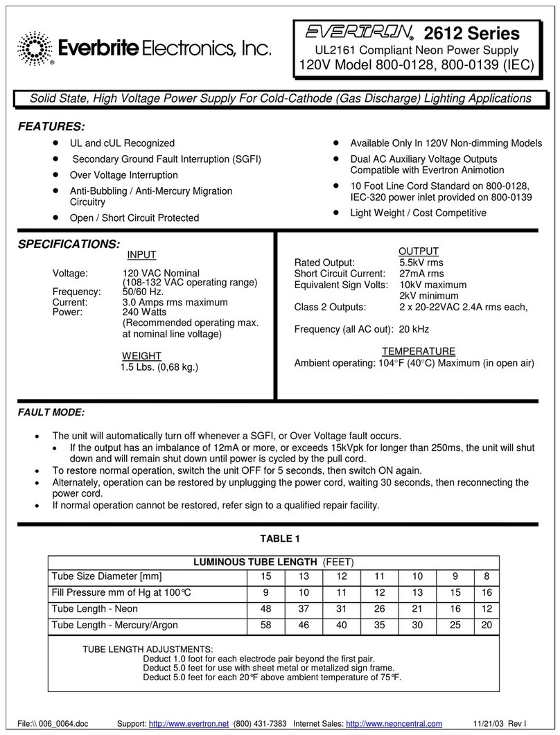 Everbrite Electronics EVERTRON 2612 Series quick start guide