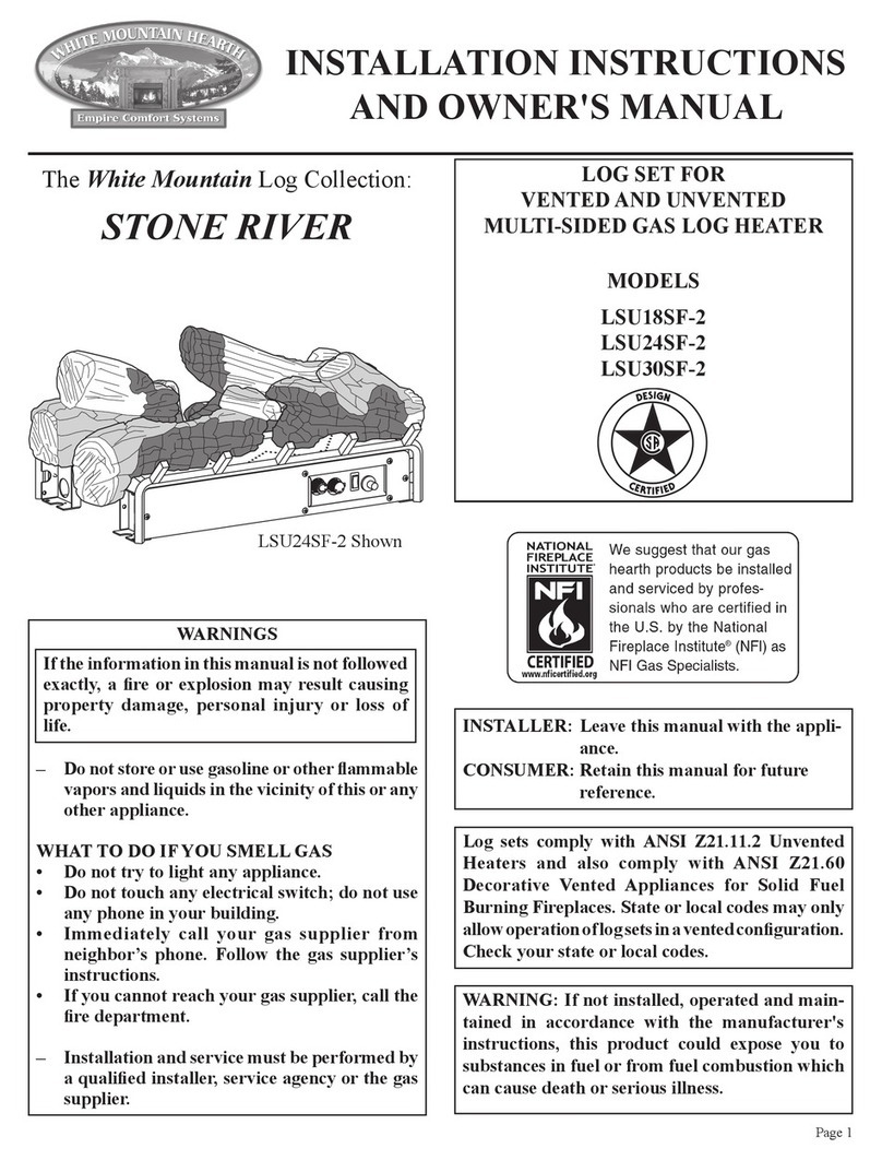 White Mountain Hearth STONE RIVER LSU18SF-2 owner's manual