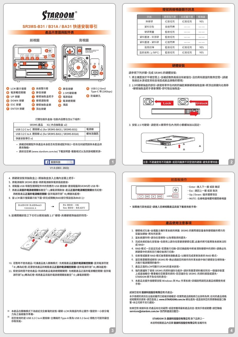 Stardom SR3MS-B31 Quick setup guide