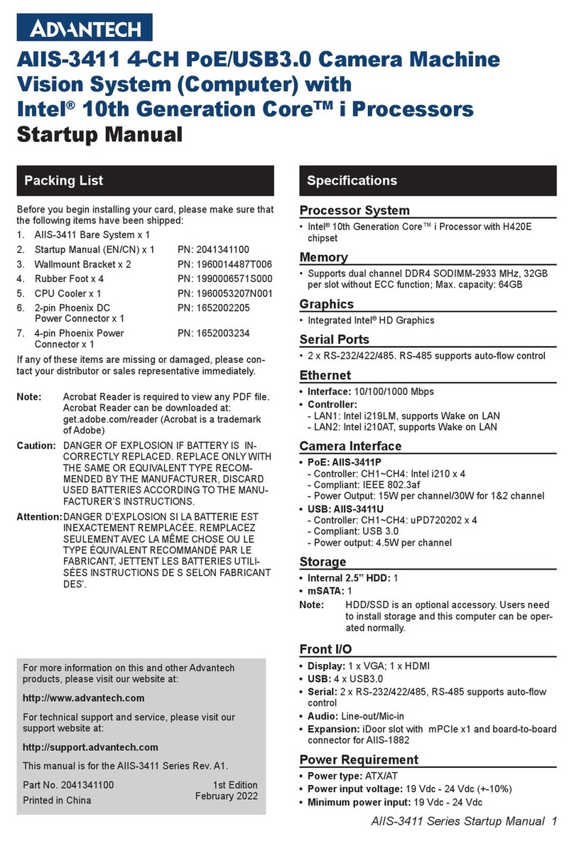 Advantech AIIS-3411 Series Installation and operation manual