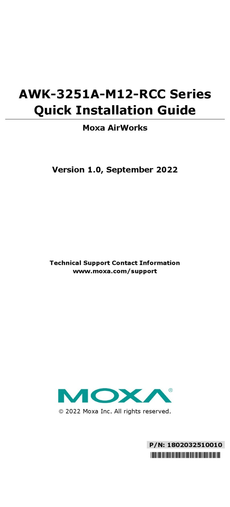 Moxa Technologies AirWorks AWK-3251A-M12-RCC Series User manual