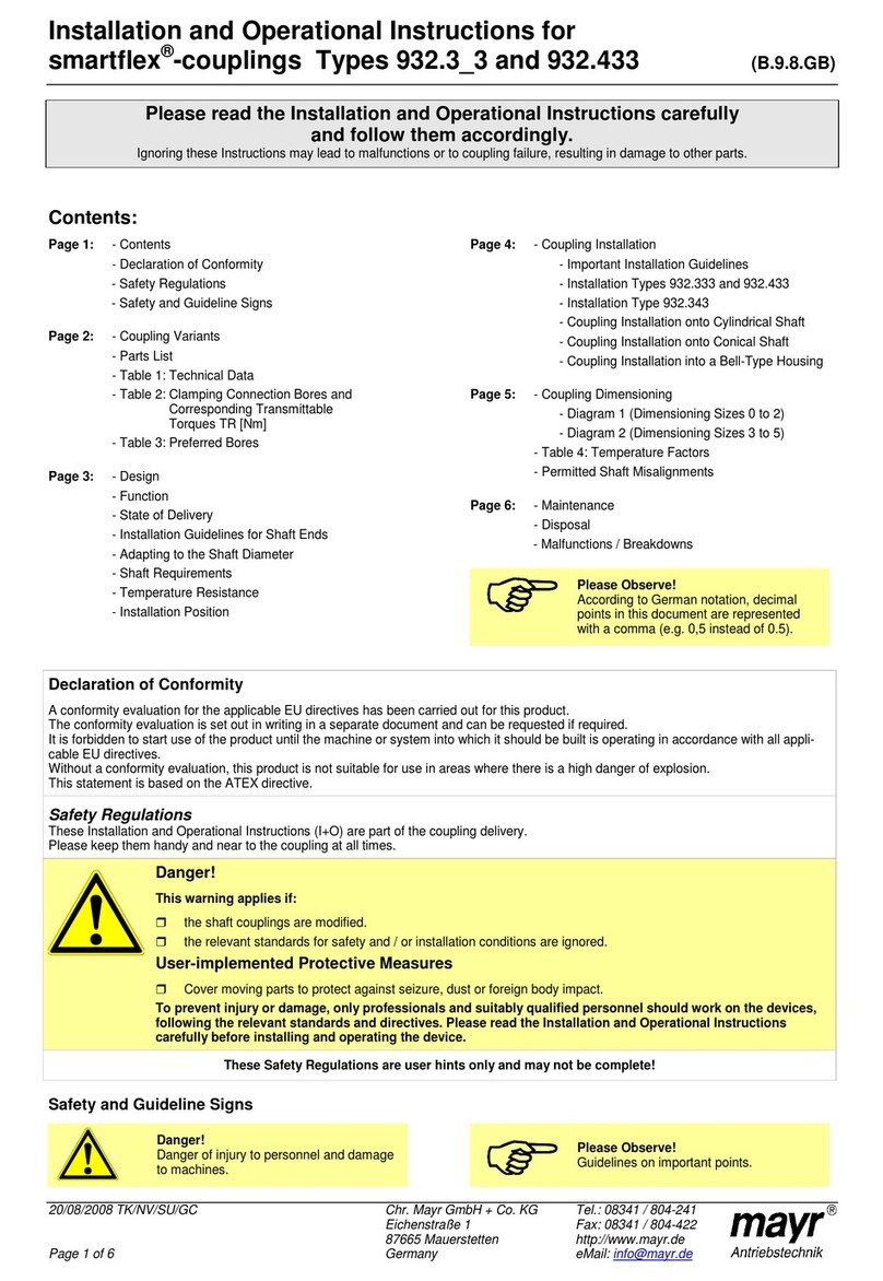 Mayr Smartflex 932.3 3 Series Installation and operational instructions