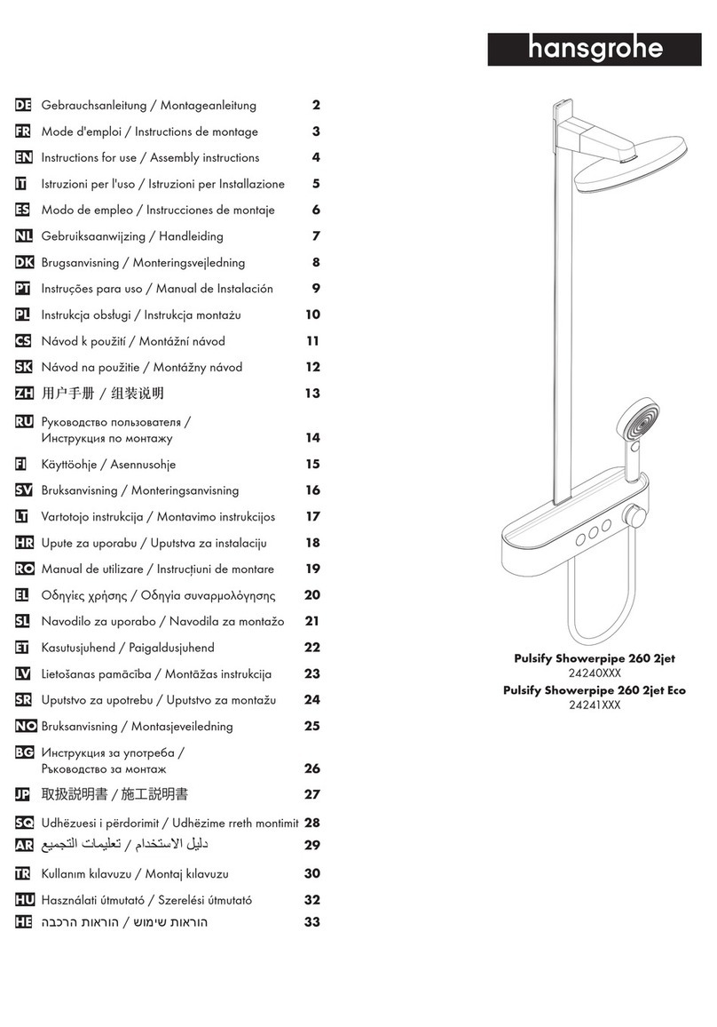 Hans Grohe Pulsify Showerpipe 260 2jet 24240 Series Instructions for use/assembly instructions Hans Grohe Pulsify Showerpipe 260 2jet 24240 Series Instructions for use/assembly instructions