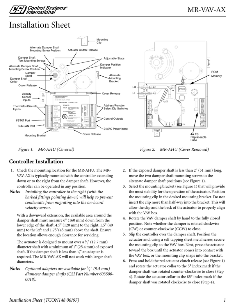 CSI MR-VAV-AX Installation sheet