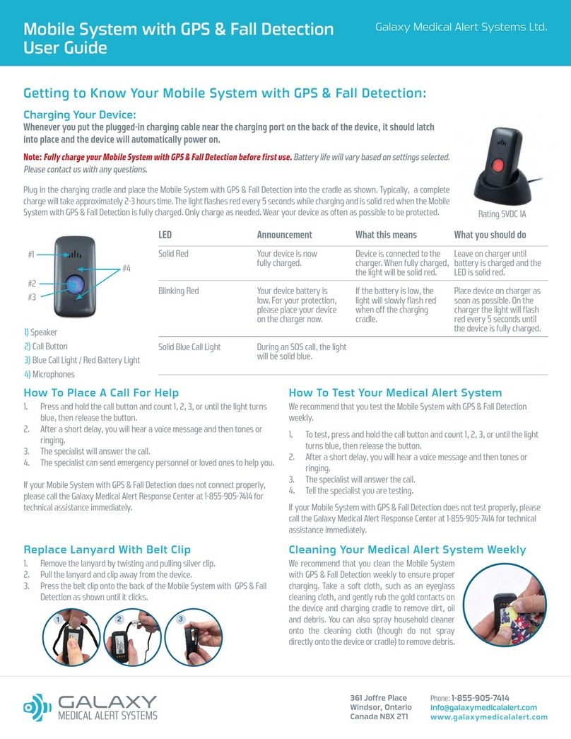 Galaxy Medical Alert Systems Mobile System with GPS & Fall Detection user guide Galaxy Medical Alert Systems Mobile System with GPS & Fall Detection user guide