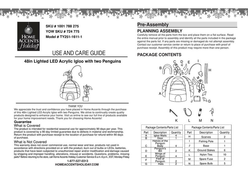 Home Accents Holiday TY251-1611-1 Use and care guide