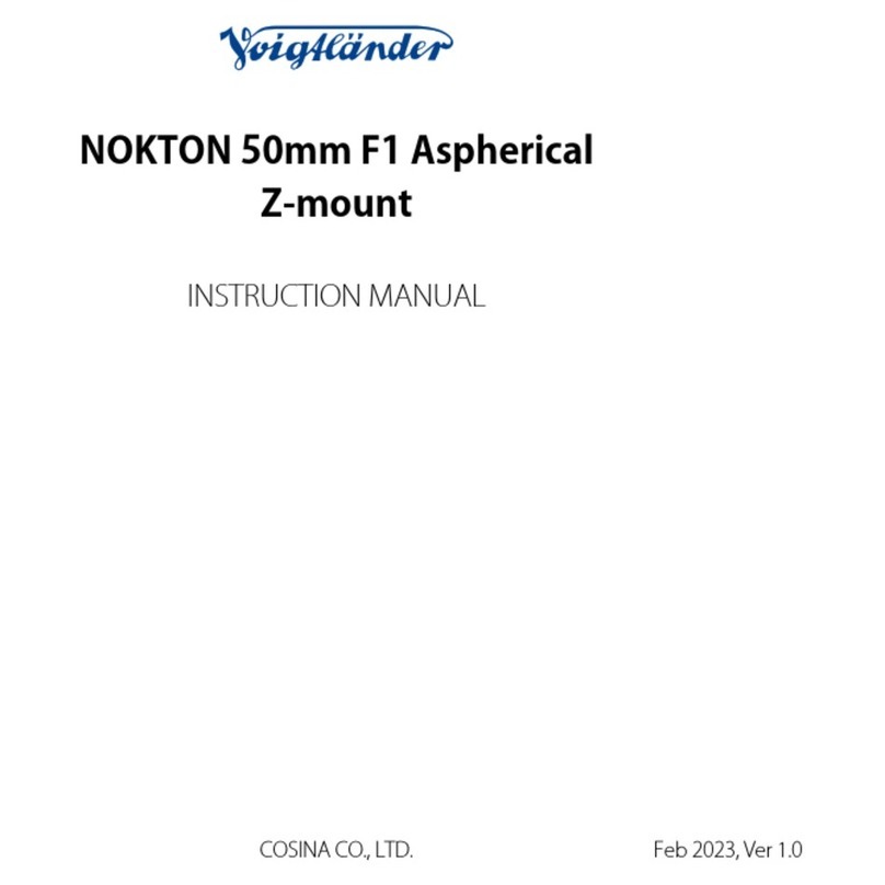 Cosina Voigtlander NOKTON 50mm F1 Aspherical... instruction manual Cosina Voigtlander NOKTON 50mm F1 Aspherical... instruction manual