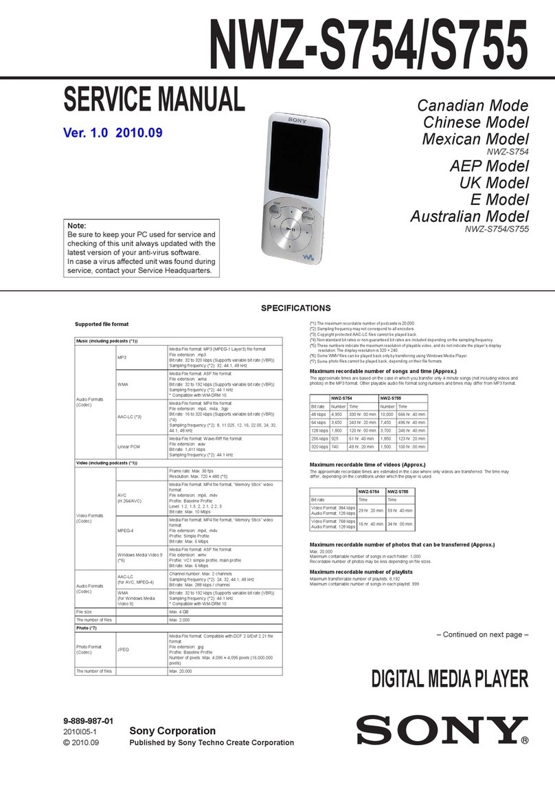 Sony Walkman NWZ-S754 Service manual