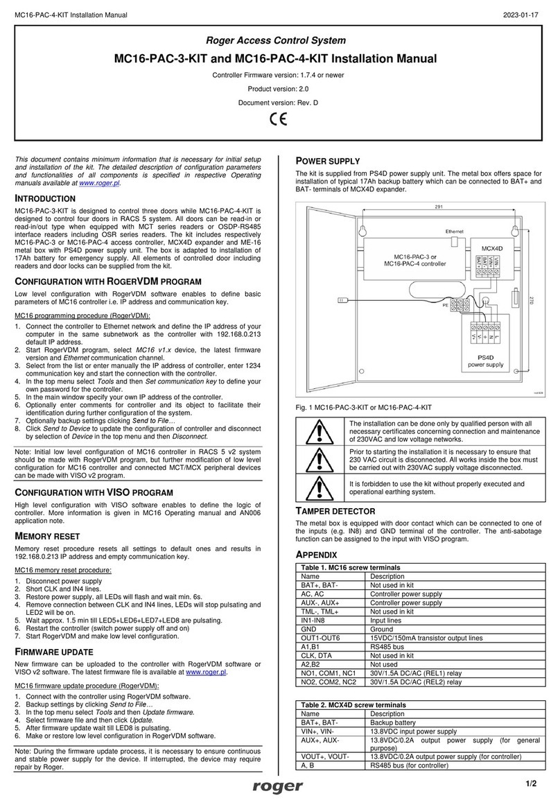 Roger MC16-PAC-3-KIT User manual