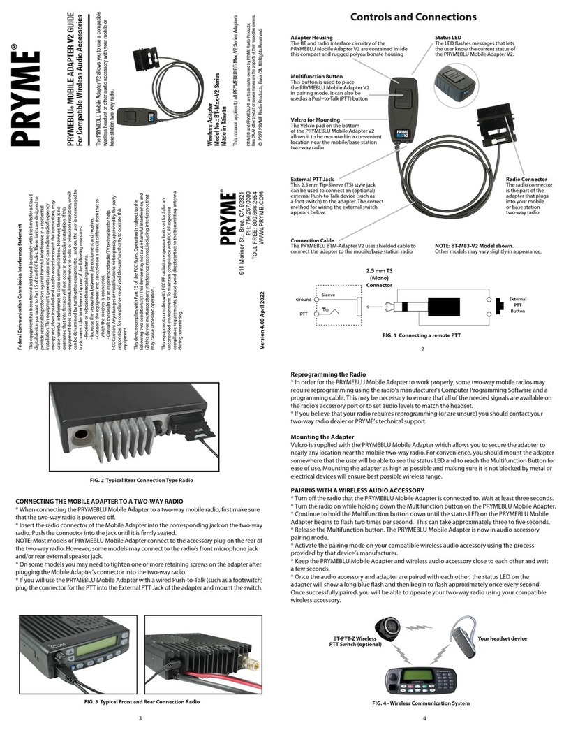 PRYME PRYMEBLU BT-M V2 Series quick start guide