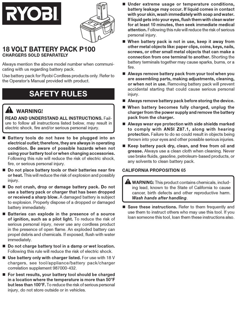 Ryobi P100 quick start guide