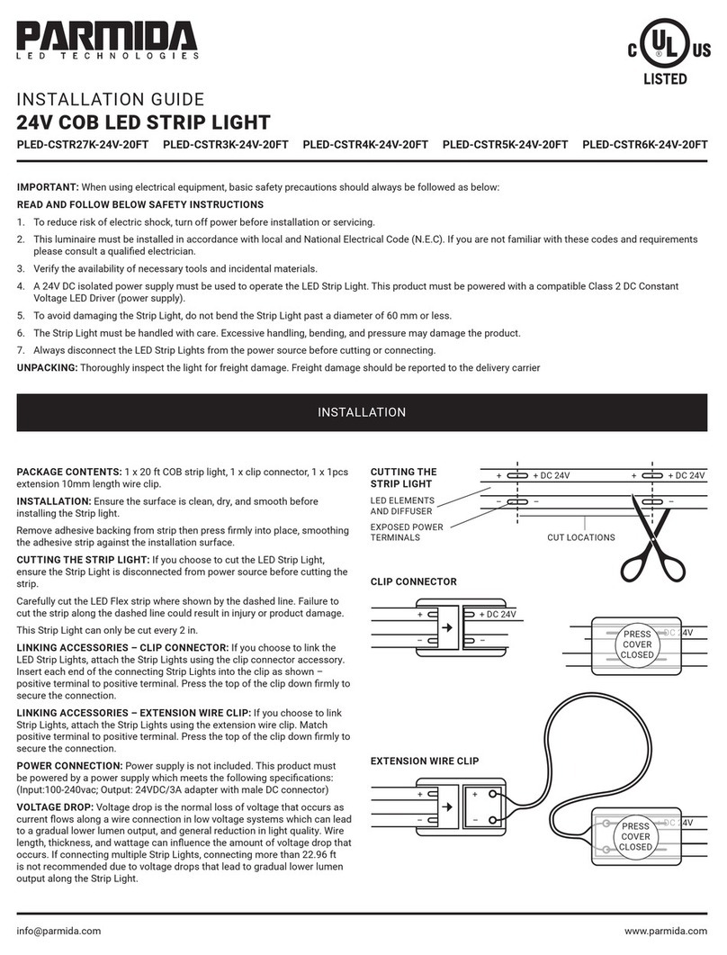 PARMIDA PLED-CSTR27K-24V-20FT installation guide