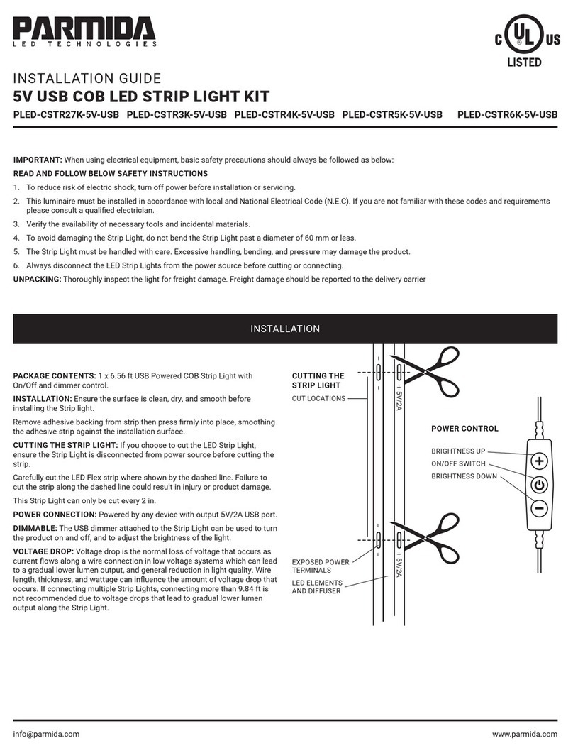 PARMIDA PLED-CSTR27K-5V-USB installation guide PARMIDA PLED-CSTR27K-5V-USB installation guide