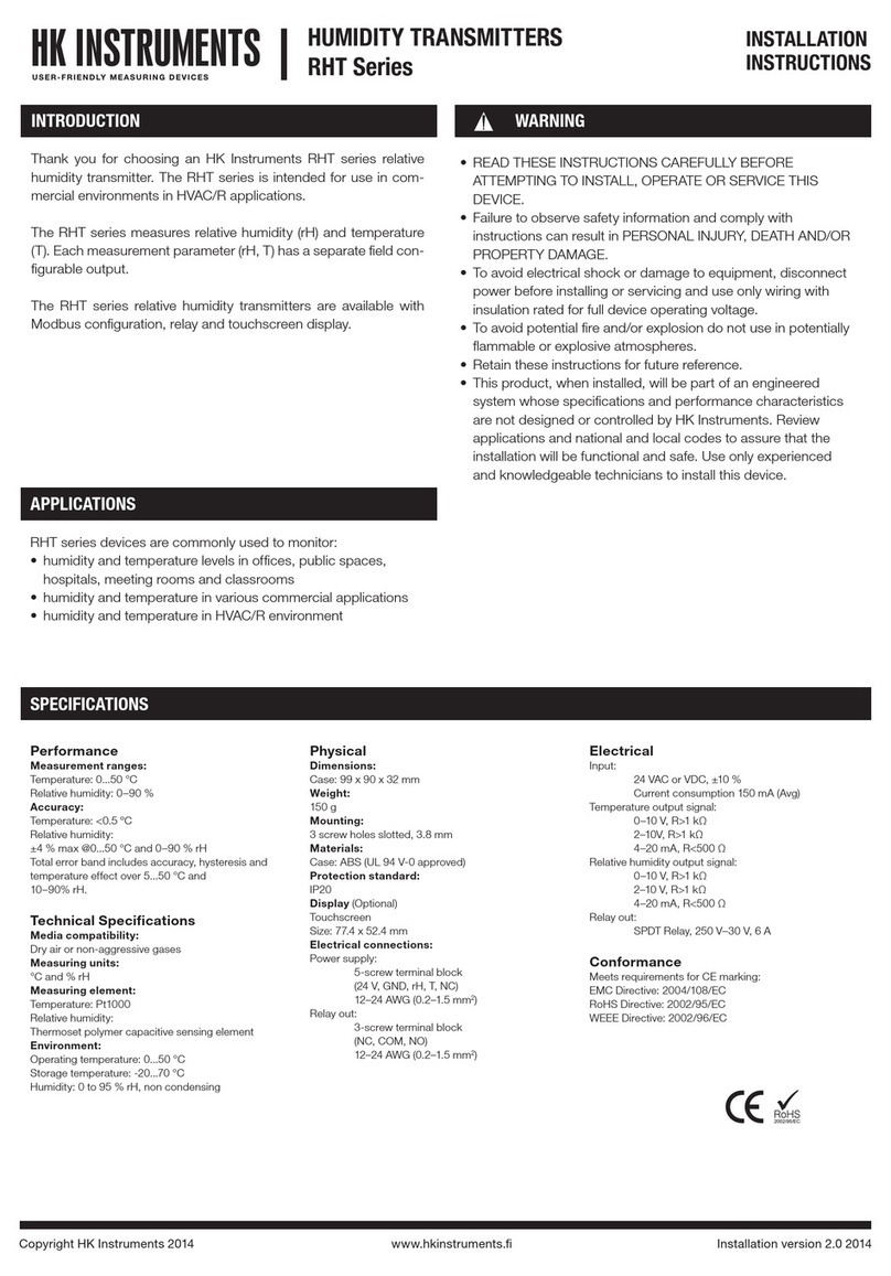 HK Instruments RHT Series User manual