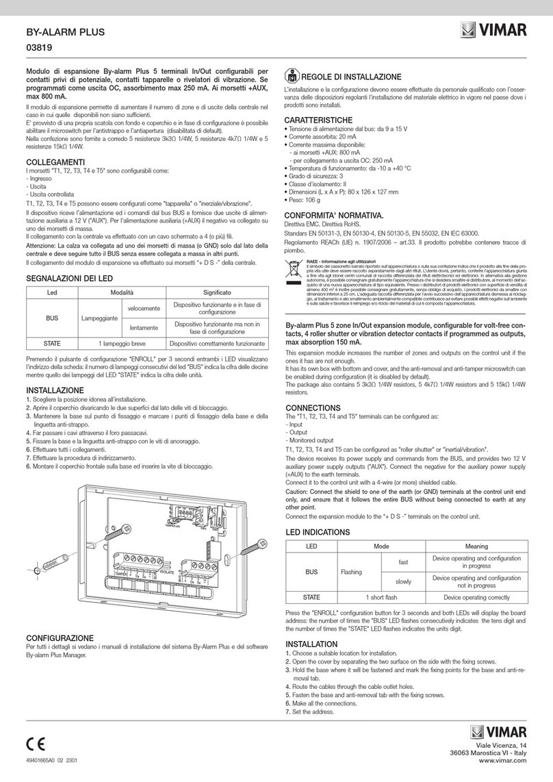 Vimar BY-ALARM PLUS quick start guide