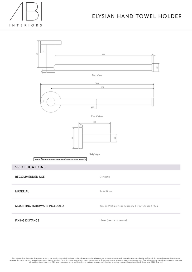 ABI INTERIORS ELYSIAN HAND TOWEL HOLDER 12250 User manual