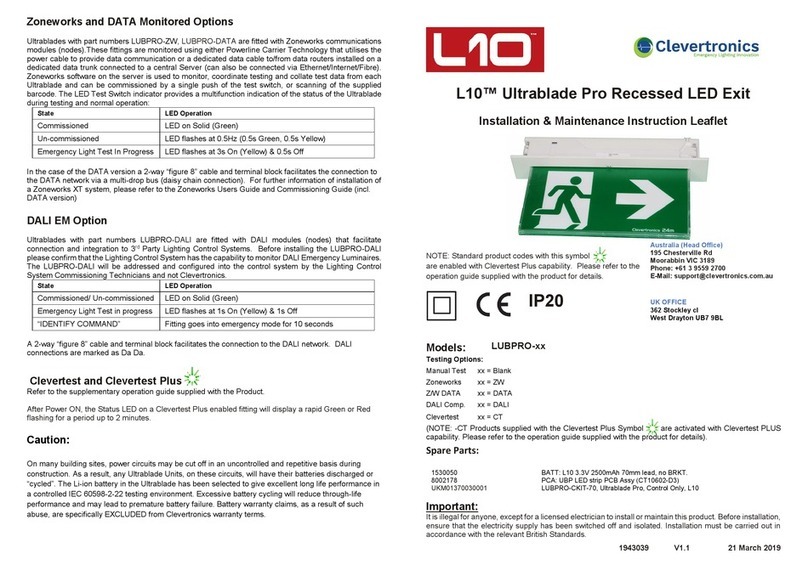 Clevertronics L10 LUBPRO Series Installation and operating instructions