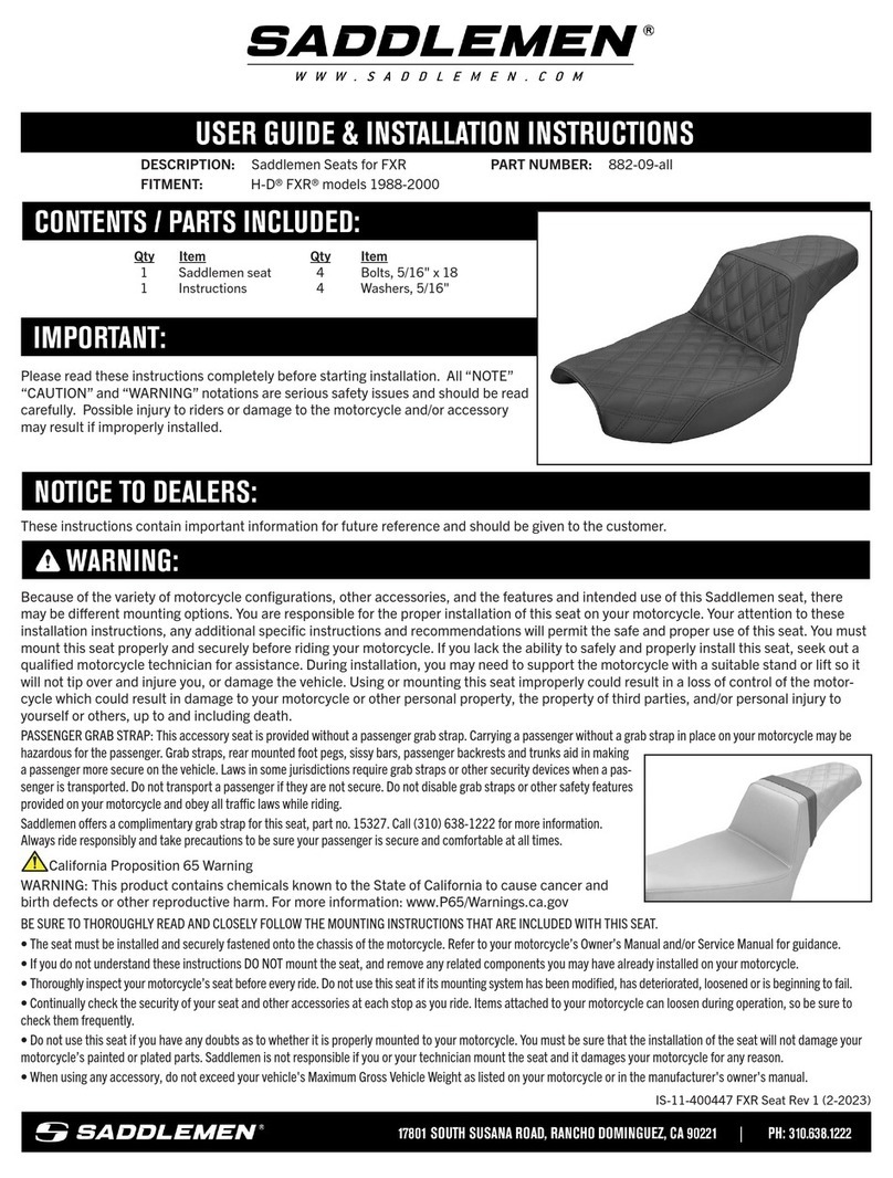 Saddlemen 882-09-all User's guide & installation instructions Saddlemen 882-09-all User's guide & installation instructions