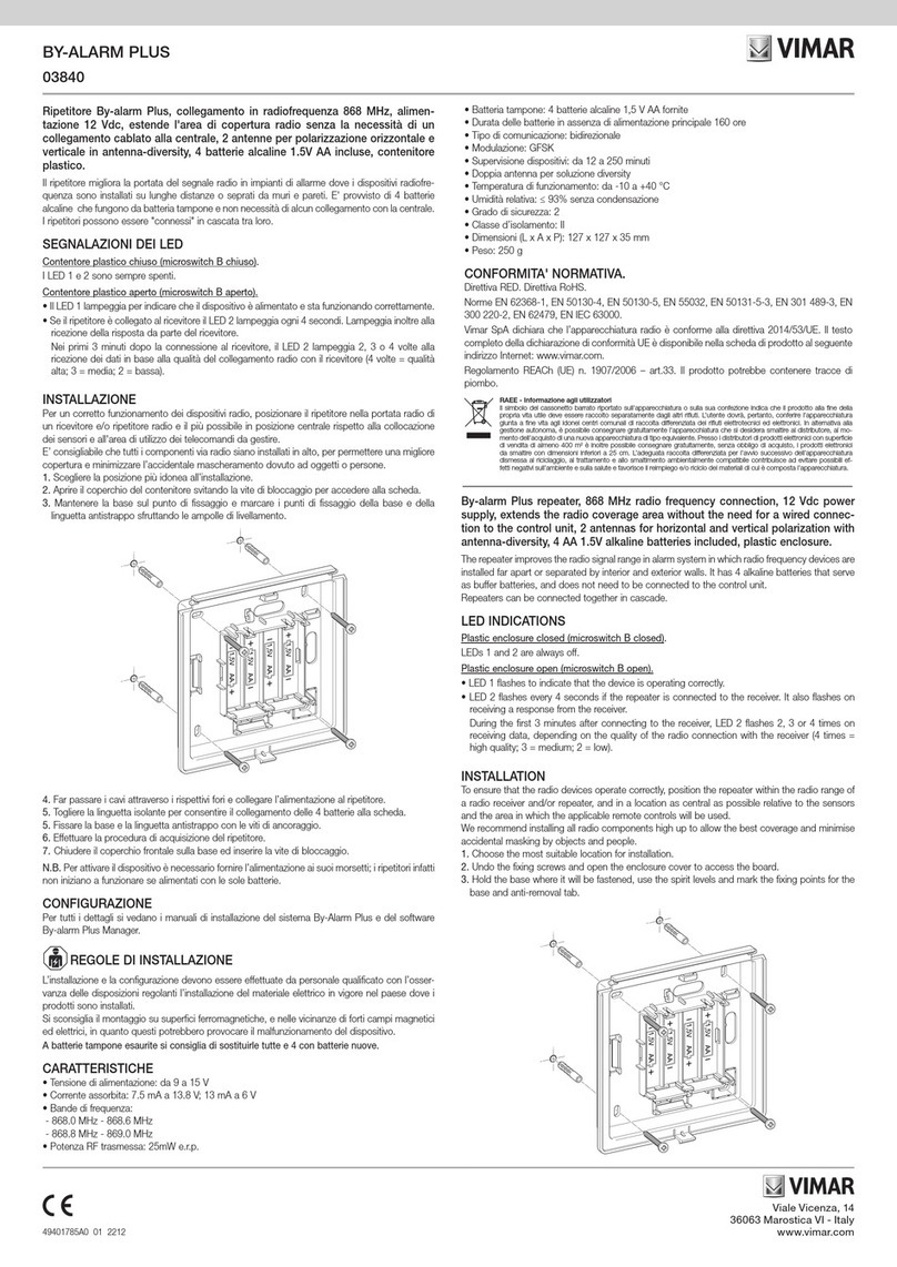 Vimar BY-ALARM PLUS 03840 quick start guide