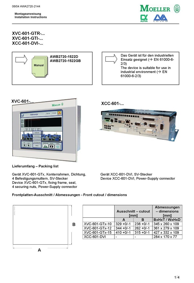 Alpha Moeller XVC-601-GTR Series installation instructions