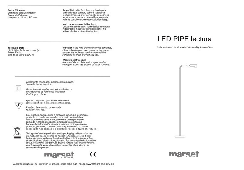 marset LED PIPE lectura Assembly instructions