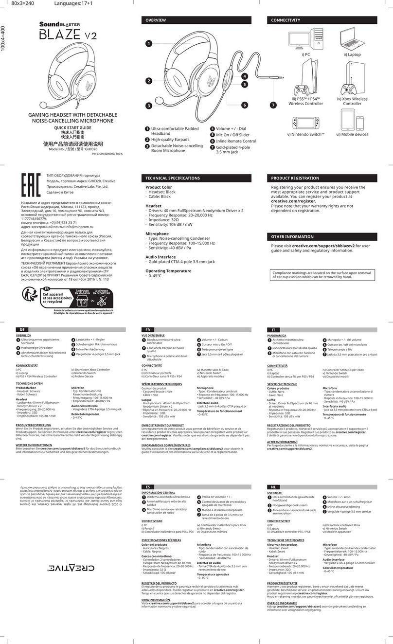 Creative Sound Blaster Blaze V2 quick start guide