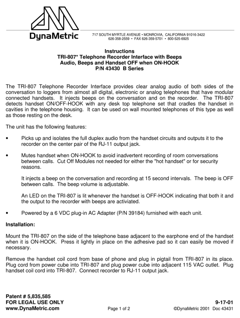 DynaMetric TRI-807 instructions
