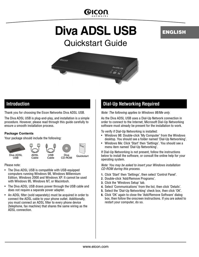 Eicon Networks Diva ADSL USB quick start guide Eicon Networks Diva ADSL USB quick start guide