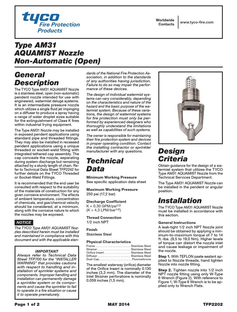 Tyco Fire Protection Products AM31 AQUAMIST Nozzle instructions
