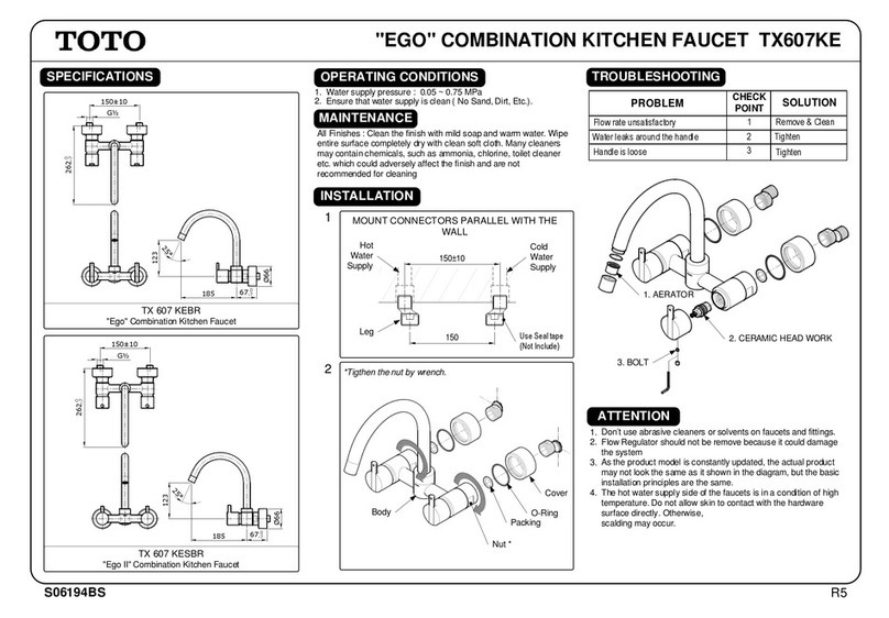 Toto EGO TX607KE quick start guide