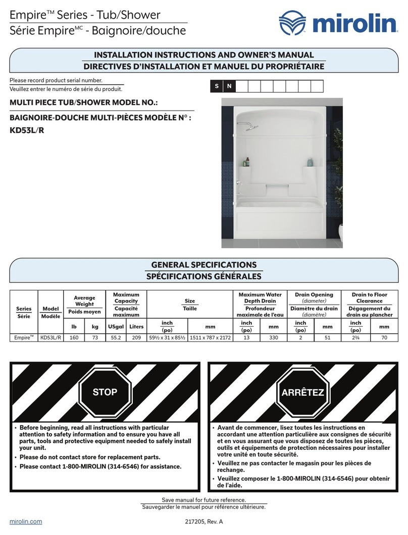 Mirolin Empire KD53L/R Quick start guide