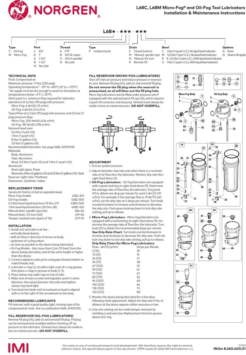 IMI norgren Micro-Fog L68C Installation & maintenance instructions