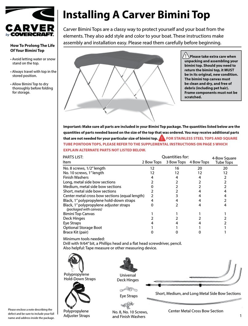 CoverCraft CARVER Bimini Top Instruction Manual