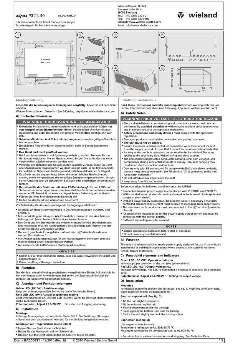 Wieland wipos P3 24-40 installation instructions
