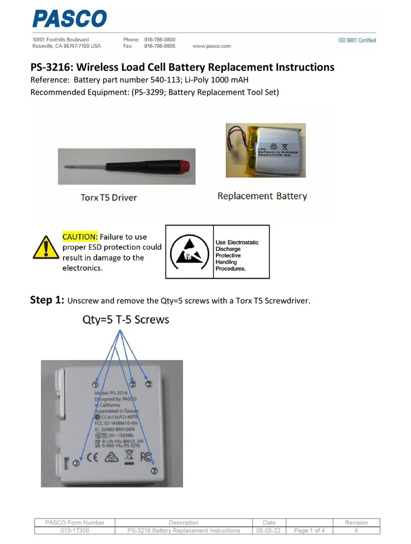 PASCO PS-3216 Replacement instructions