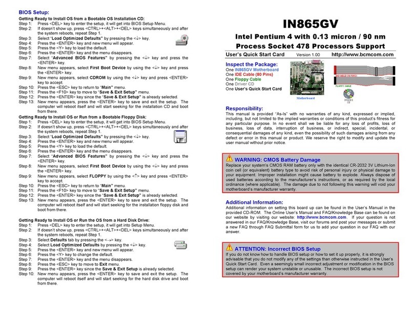 BCM IN865GV Technical manual