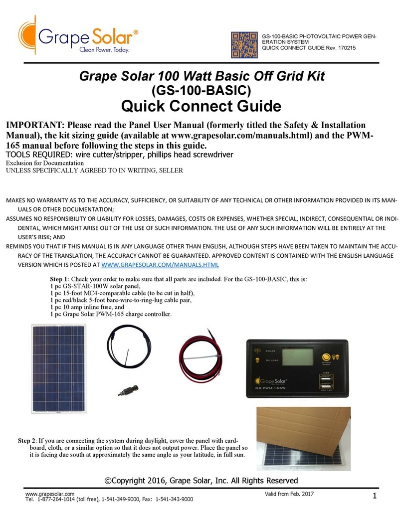 Grape Solar GS-100-BASIC Assembly instructions Grape Solar GS-100-BASIC Assembly instructions