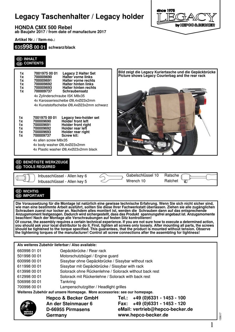 hepco & becker LEGACY 635998 00 01 quick start guide hepco & becker LEGACY 635998 00 01 quick start guide