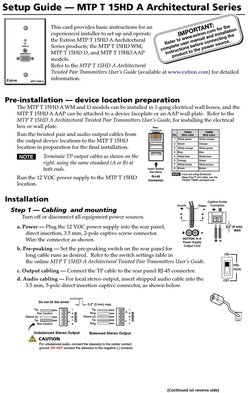 Extron electronics MTP T 15HD A User manual