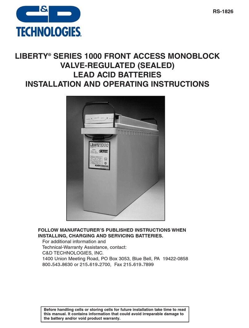 C&D Technologies LIBERTY 1000 Series Installation and operating instructions C&D Technologies LIBERTY 1000 Series Installation and operating instructions