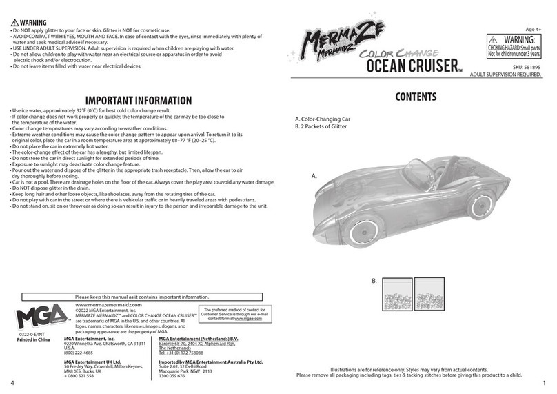 MGA Entertainment MERMAZE MERMAIDZ Color Change OCEAN CRUISER instruction manual MGA Entertainment MERMAZE MERMAIDZ Color Change OCEAN CRUISER instruction manual