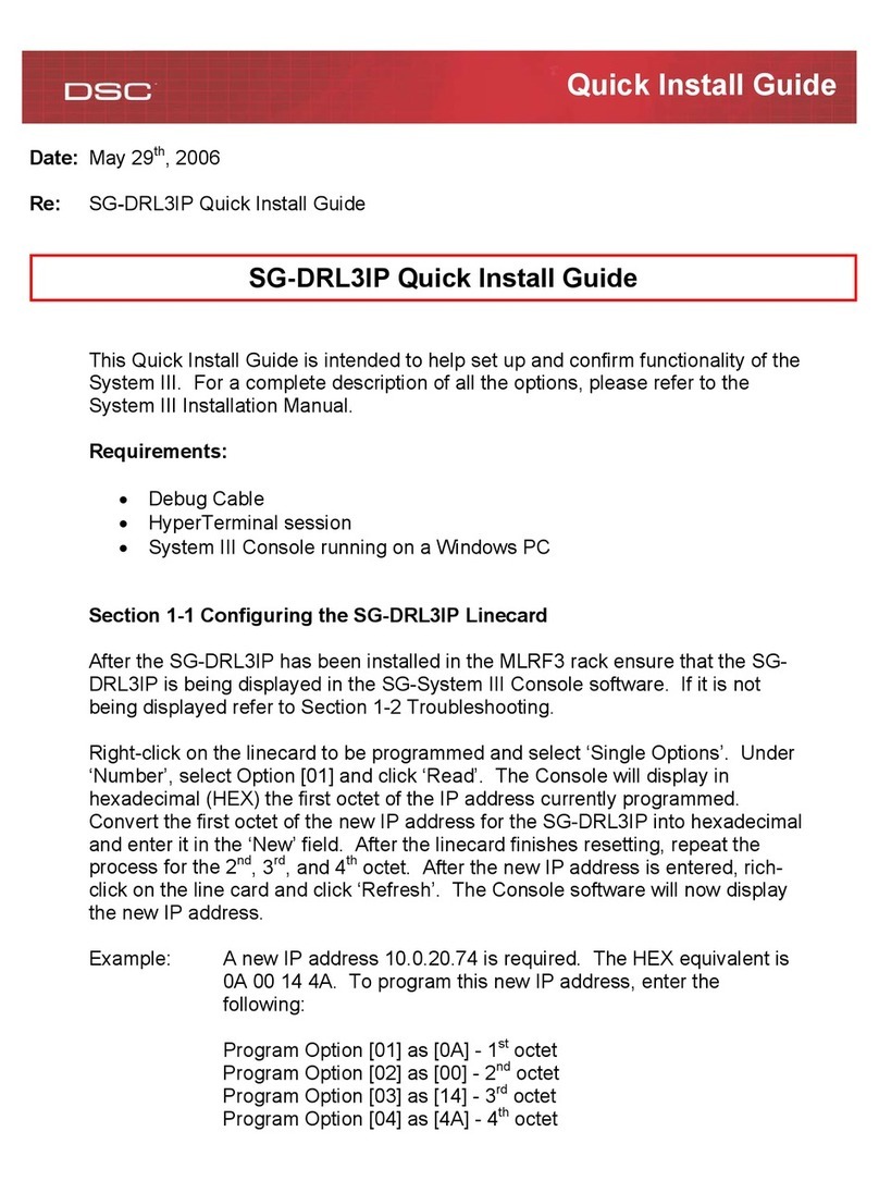 DSC Sur-Gard System III SG-DRL3-IP Quick install guide