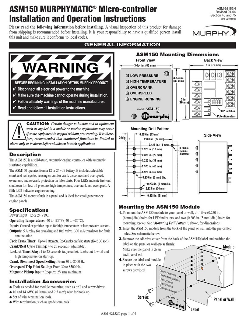 Murphy MURPHYMATIC ASM150 Installation and operation instruction