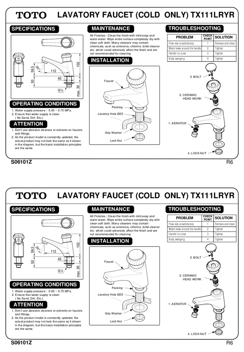 Toto TX111LRYR quick start guide