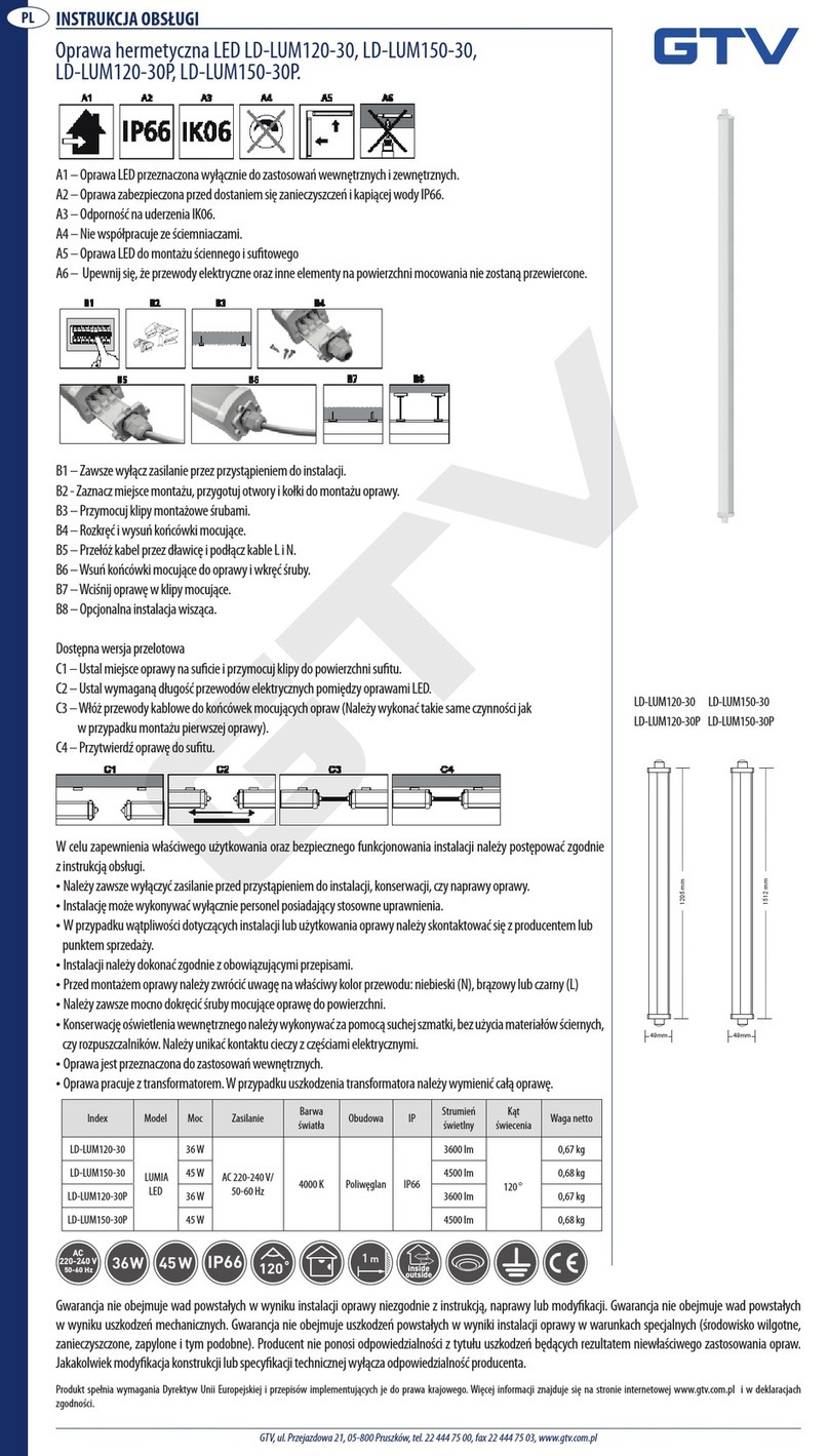 GTV LD-LUM120-30 instruction manual