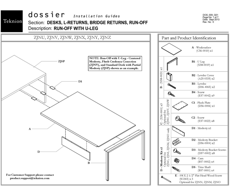 Teknion Dossier Operating and maintenance instructions Teknion Dossier Operating and maintenance instructions
