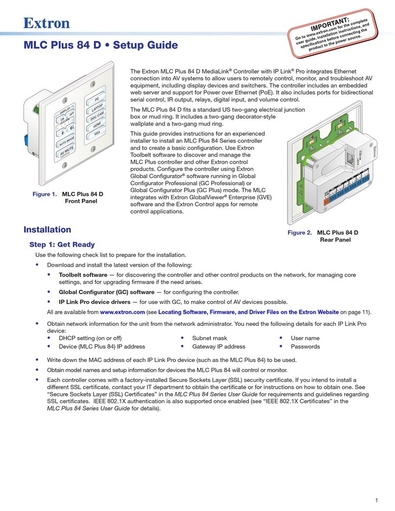 Extron electronics MLC Plus 84 D User manual Extron electronics MLC Plus 84 D User manual